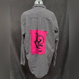 Harlequin black white hot pink shirt men’s medium Cinch